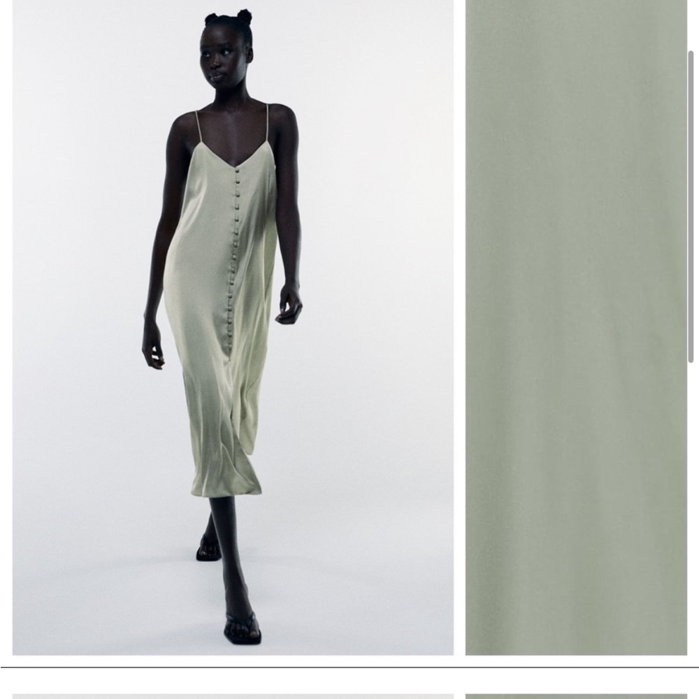 Zara Green Camisole Slip Dress Size XS